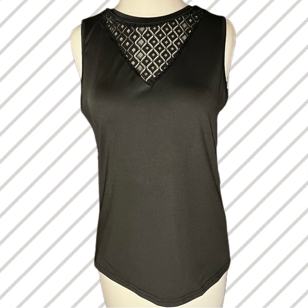 Express Black Sleeveless Shirt with Décolleté Cutout Detail - Size Small